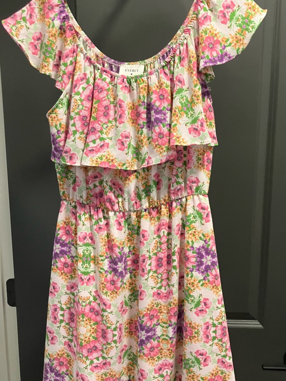 Everly Pink & Purple Floral Ruffle Sundress